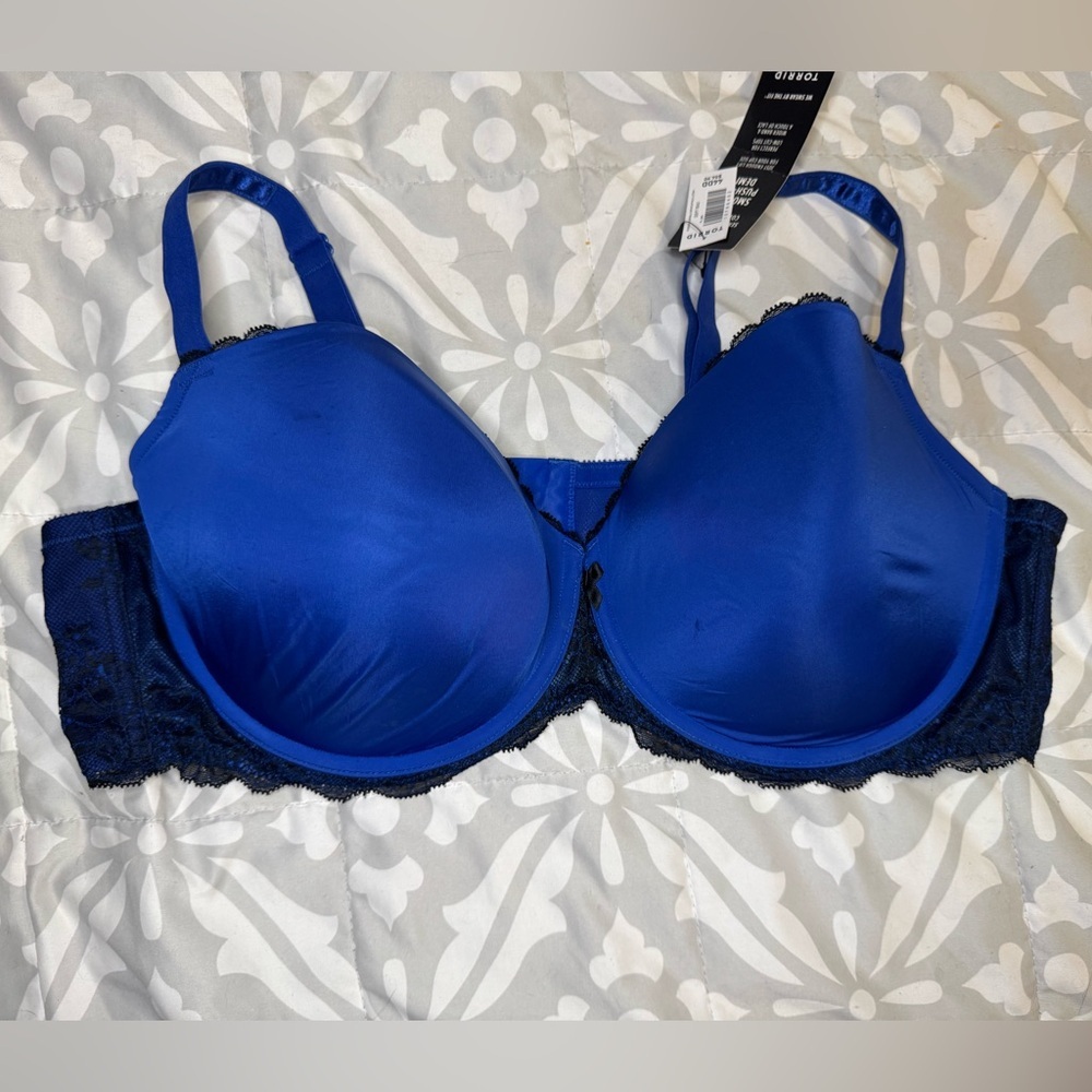 Torrid 44 DD ROYAL Blue Lace-Back T-Shirt Bra -